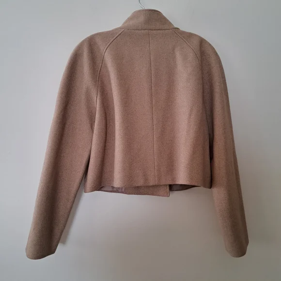 Zara Women's Camel Double-Breasted Pea Coat - Picture 6 of 7